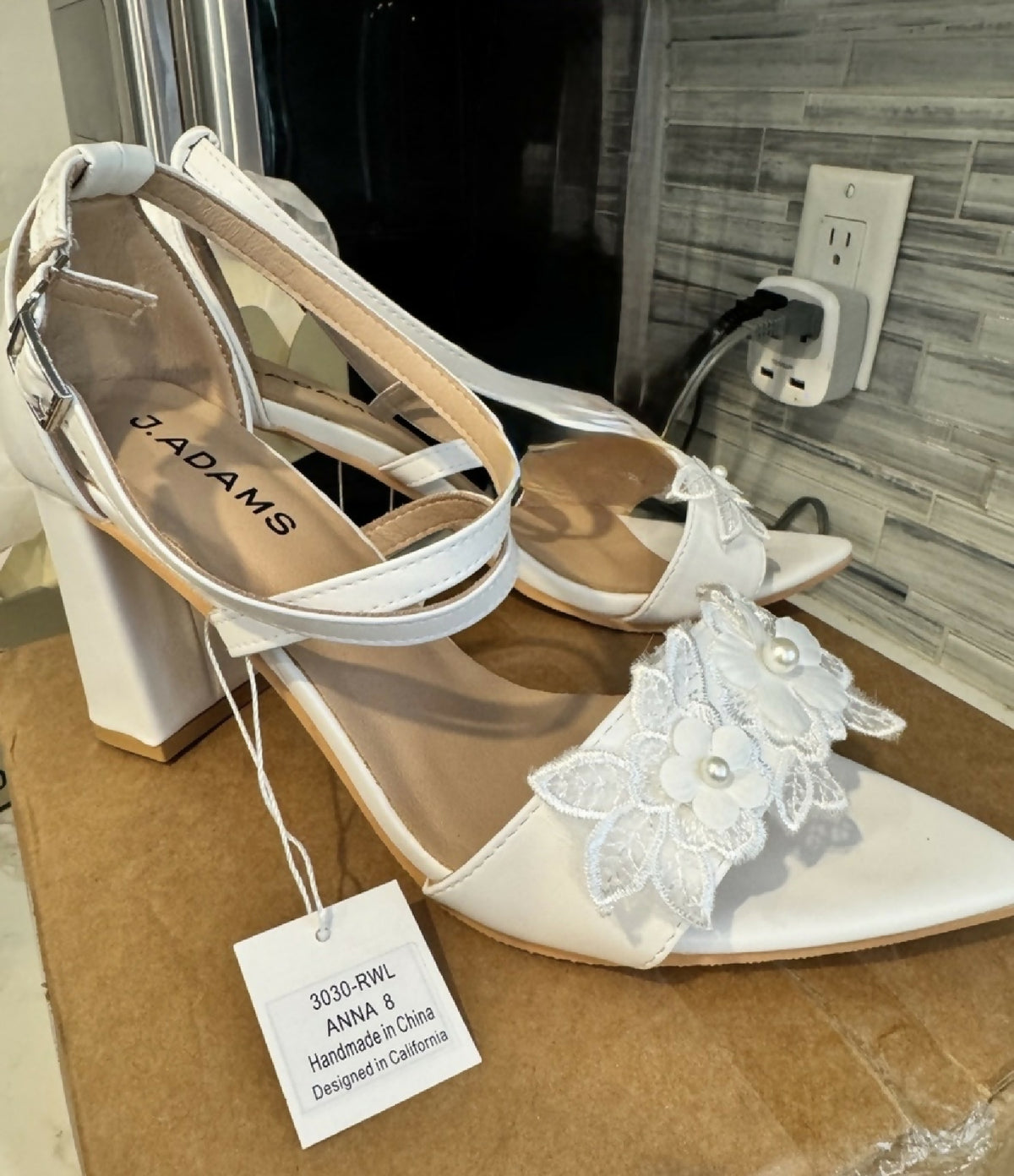 J. Adams Anna White Bridal Heels