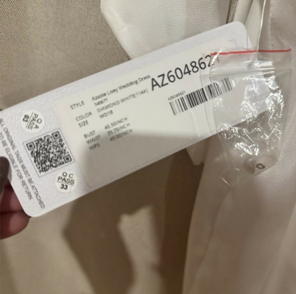 Azazie Loey White Satin Dress, NWT, 16
