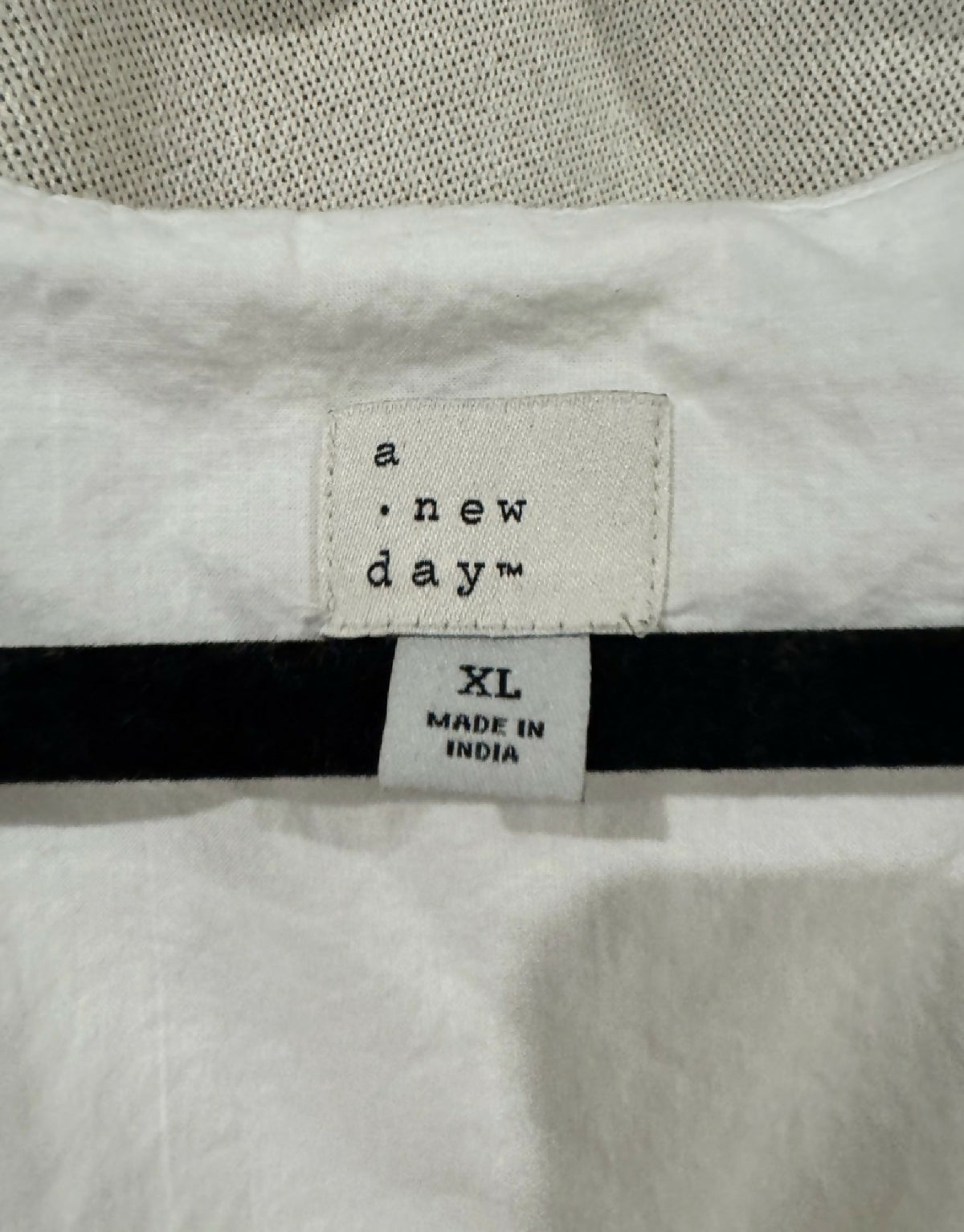 a new day White Linen Button Up Dress with waist tie, XL