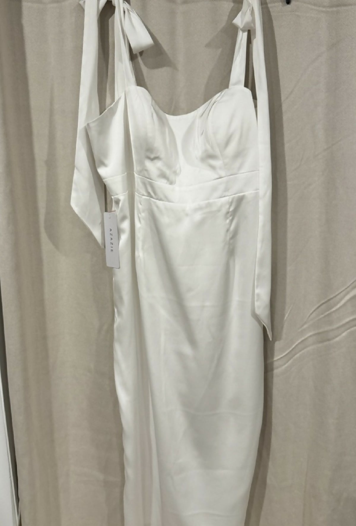 Azazie Loey White Satin Dress, NWT, 16