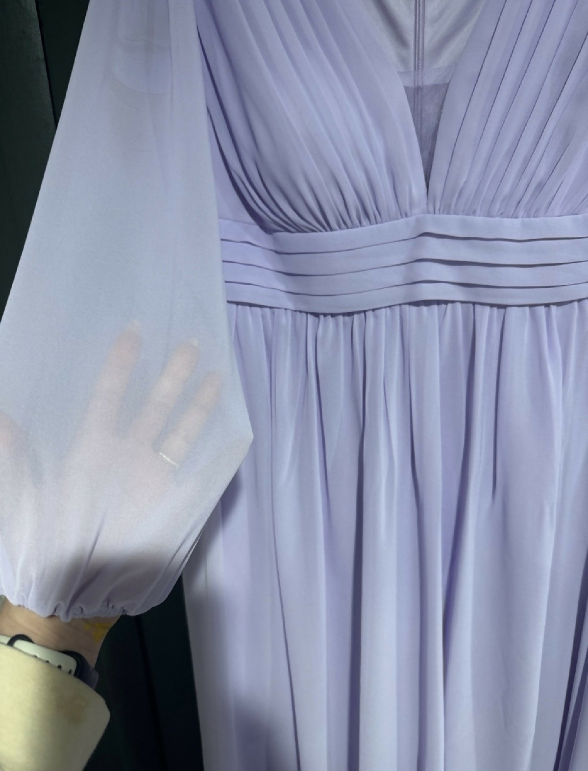 Lavender V-Neck Long Sleeve High-Low Bridesmaid or MOB/MOG Dress