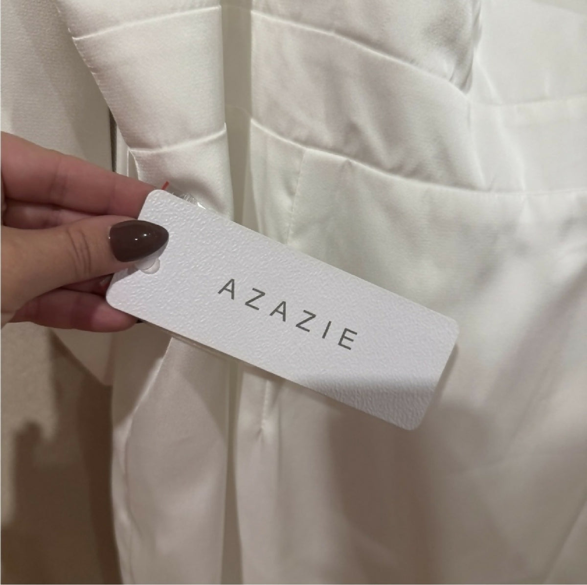 Azazie Loey White Satin Dress, NWT, 16