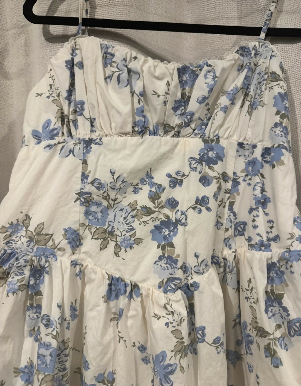 A new day - White Spaghetti Strap Floral Sundress - Wedding Shower or Rehearsal Dress