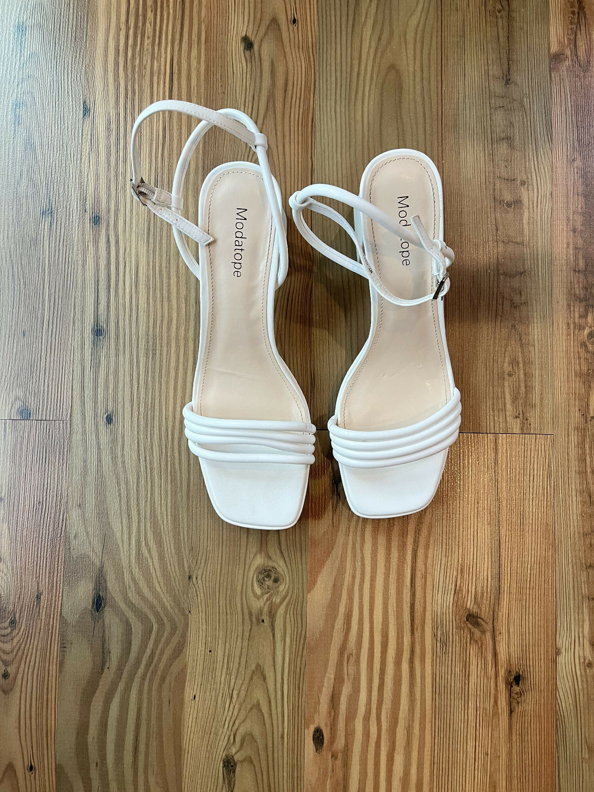 White Block Heels