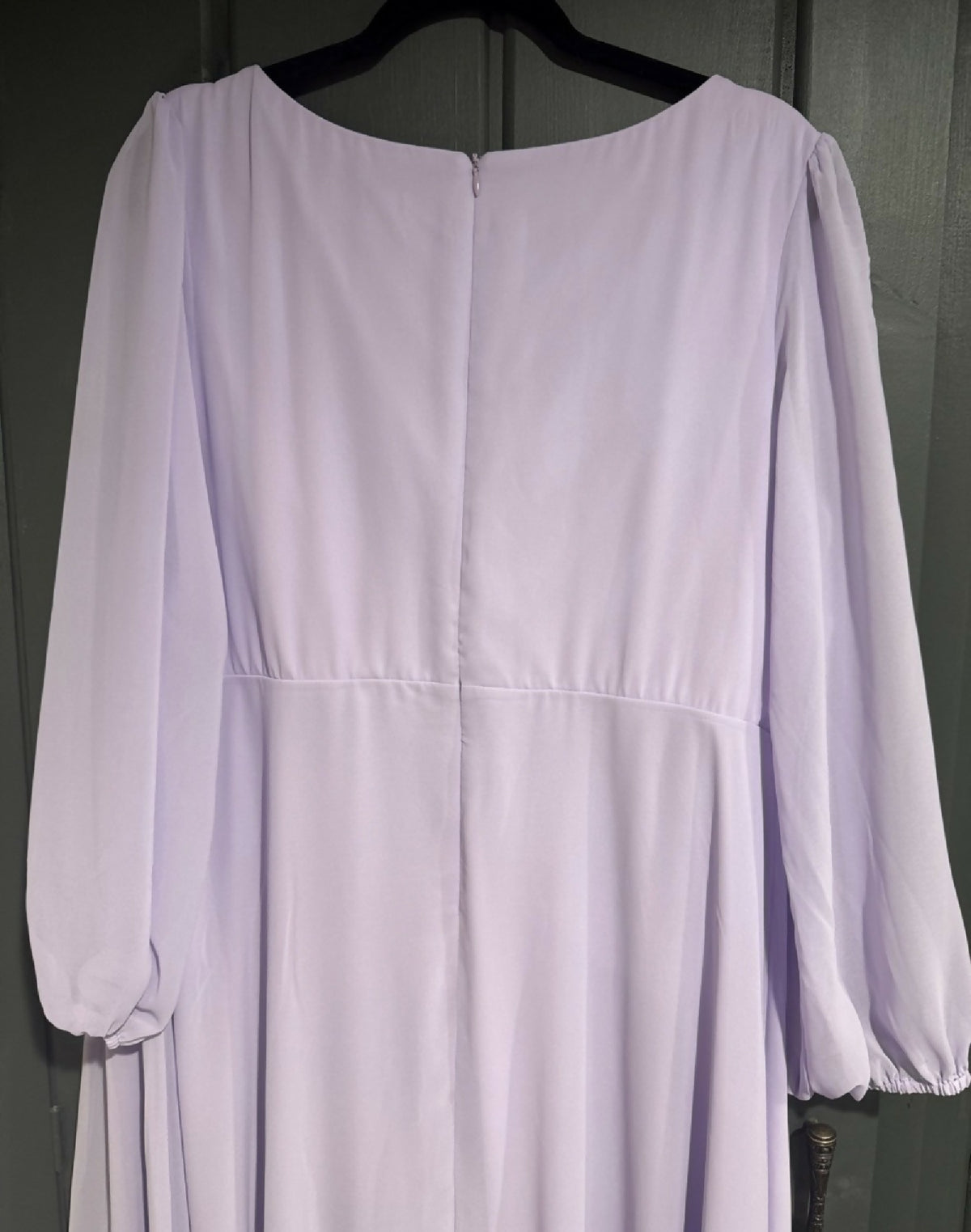 Lavender V-Neck Long Sleeve High-Low Bridesmaid or MOB/MOG Dress