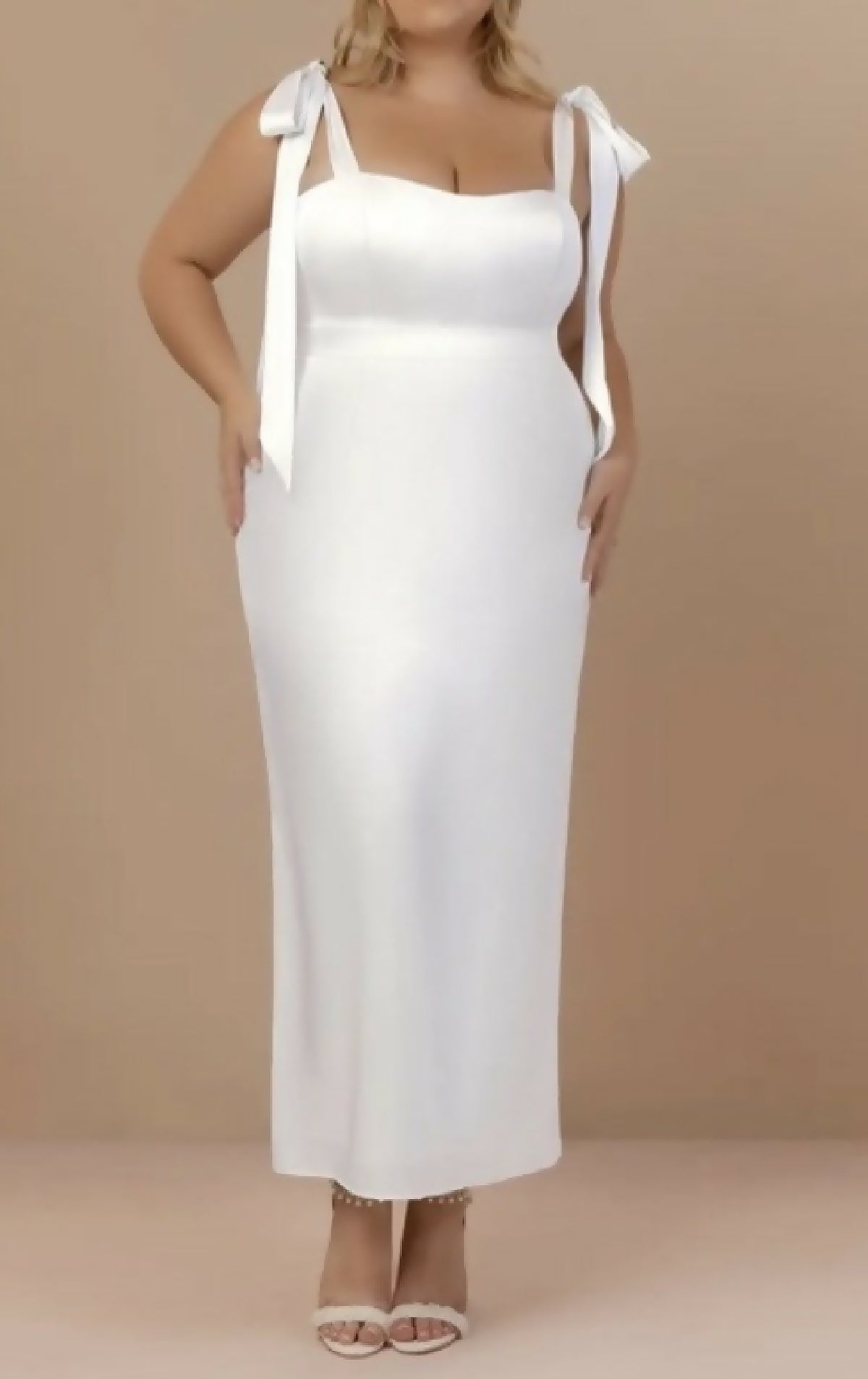 Azazie Loey White Satin Dress, NWT, 16