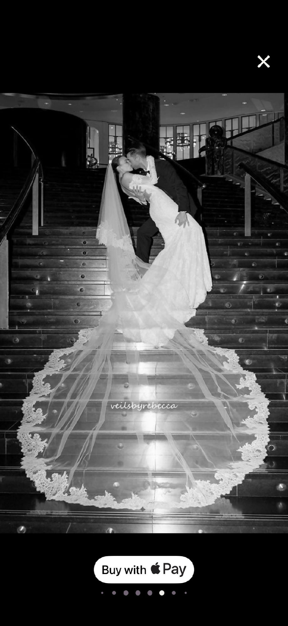 Cathedral Wedding Veil V612D, Two-Tier Chantilly Lace Bridal Veil