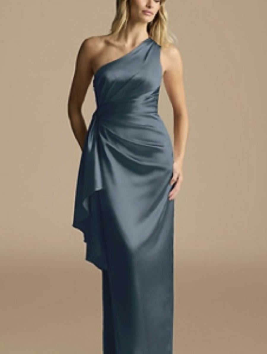 Azazie Saira One-Shoulder Blue Dress, 16, NWT