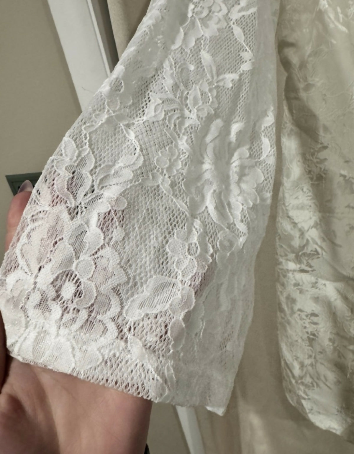 White Lace Long Sleeve Square Neck Mini Dress - Winter Bridal/Engagement Look