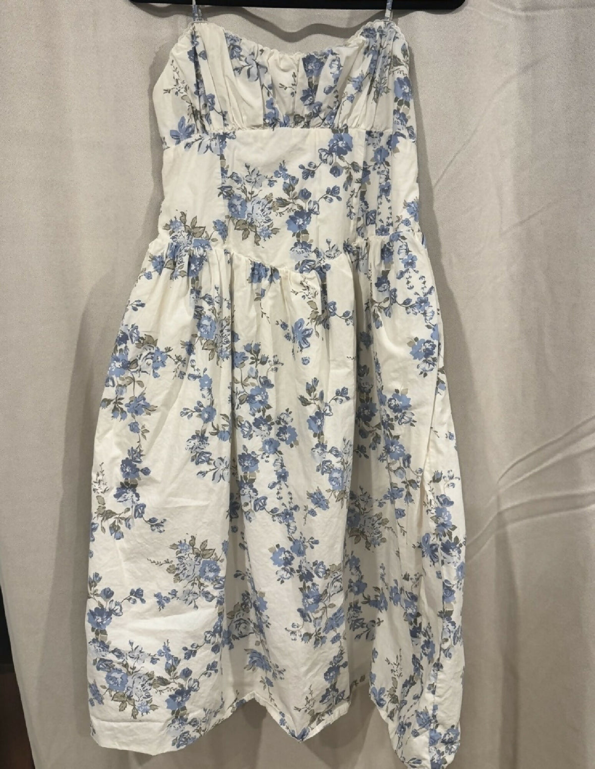 A new day - White Spaghetti Strap Floral Sundress - Wedding Shower or Rehearsal Dress