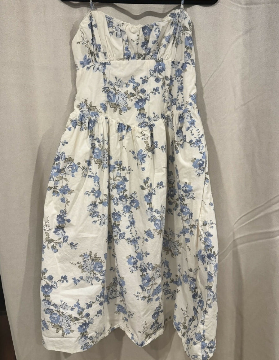 A new day - White Spaghetti Strap Floral Sundress - Wedding Shower or Rehearsal Dress