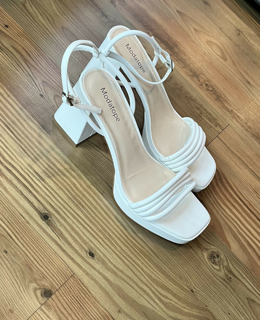 White Block Heels