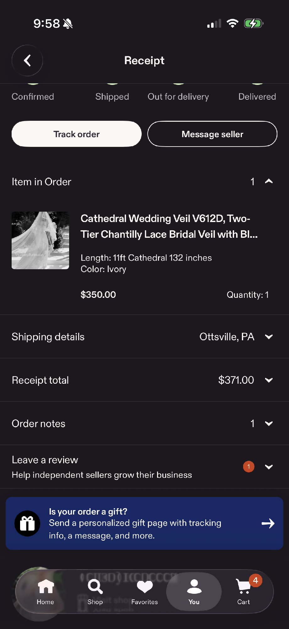 Cathedral Wedding Veil V612D, Two-Tier Chantilly Lace Bridal Veil