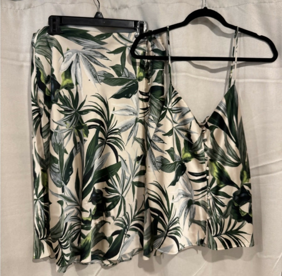 Victorias Secret Tropical Leaf Print Camisole and Skirt Set