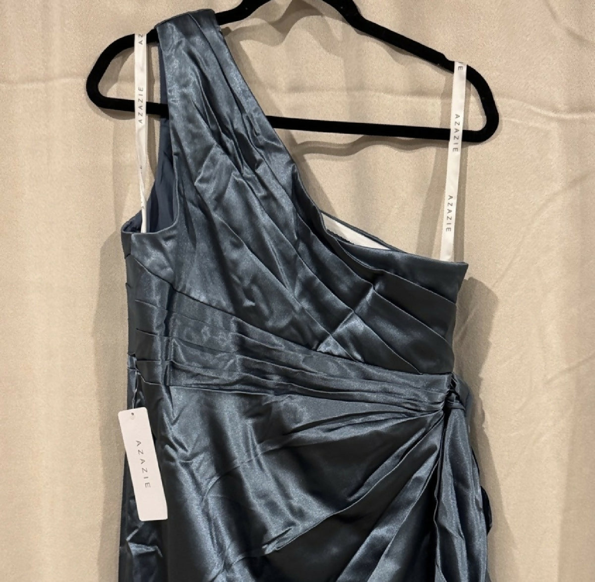 Azazie Saira One-Shoulder Blue Dress, 16, NWT