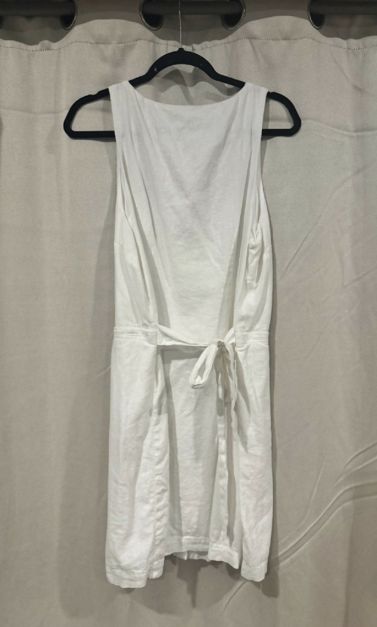 a new day White Linen Button Up Dress with waist tie, XL
