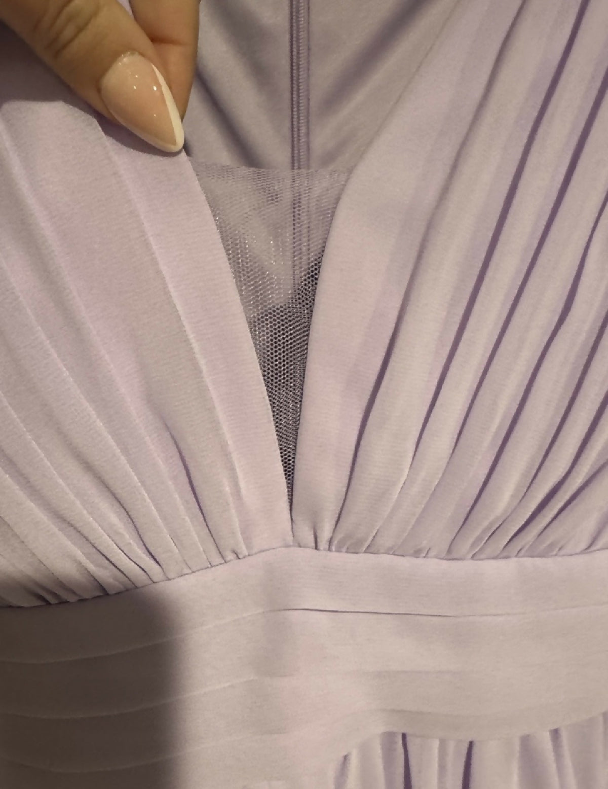 Lavender V-Neck Long Sleeve High-Low Bridesmaid or MOB/MOG Dress