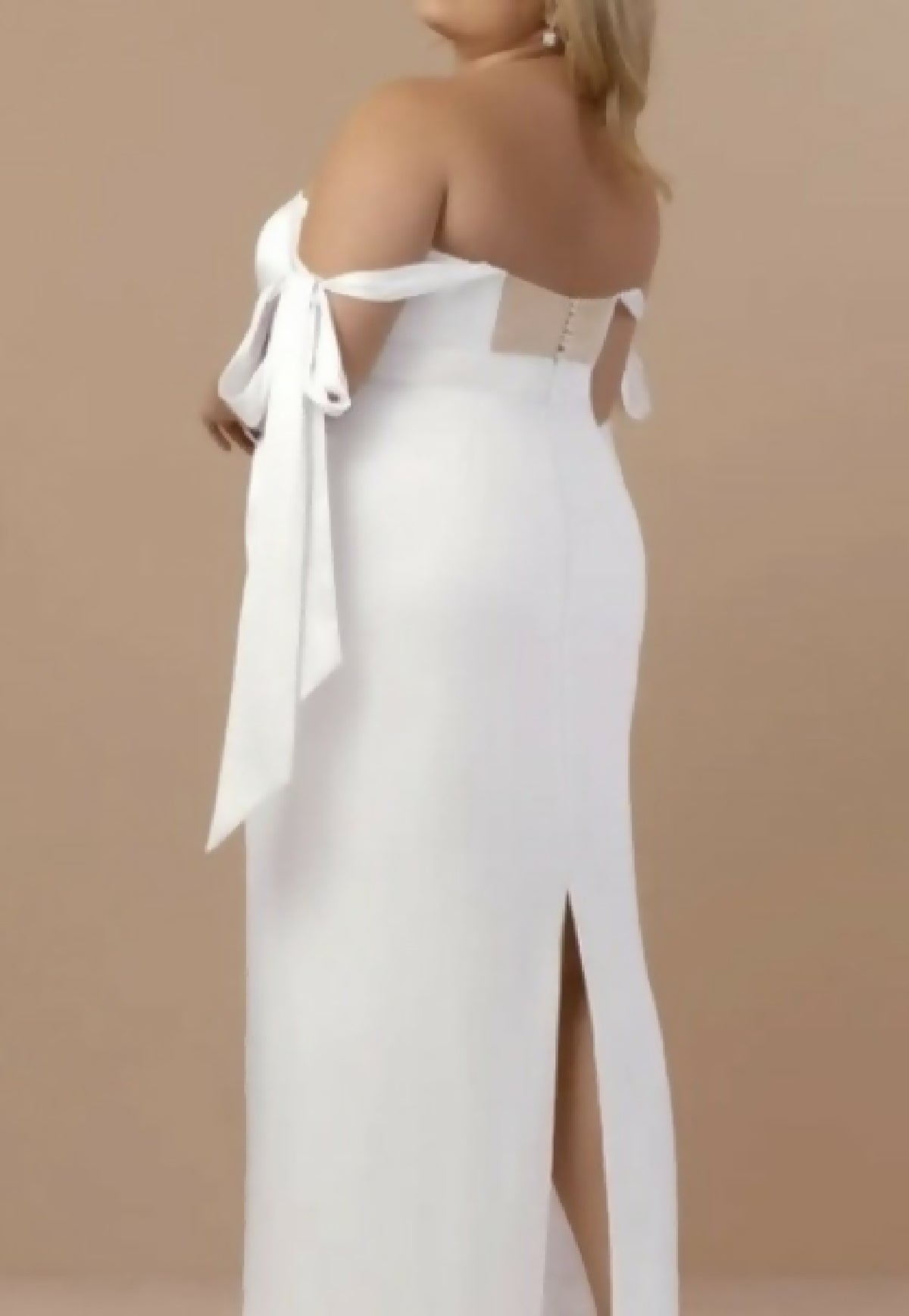 Azazie Loey White Satin Dress, NWT, 16