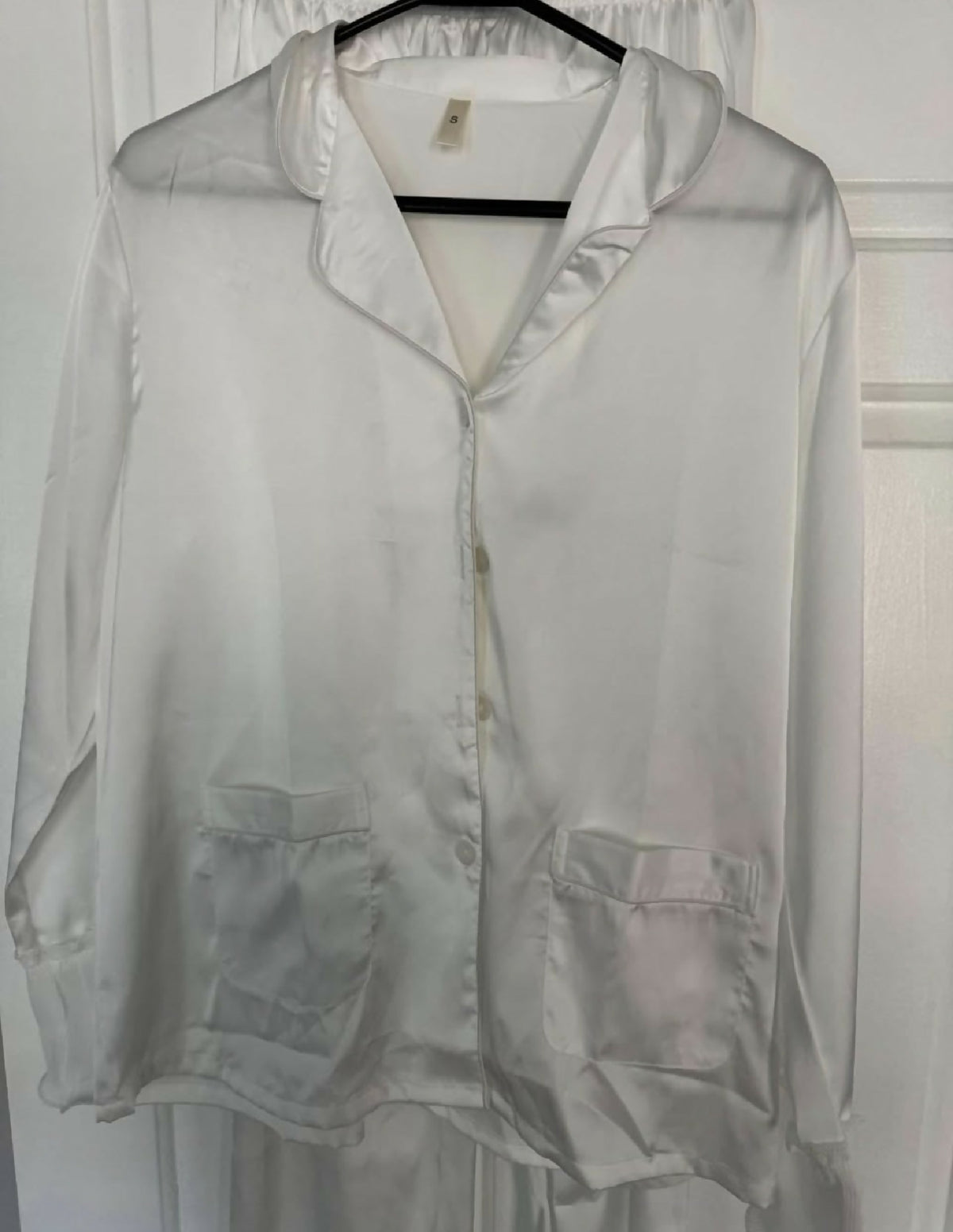 White Satin Pajama Set